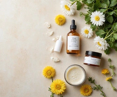 Nuviora product bottles and jars displayed on natural stone surface