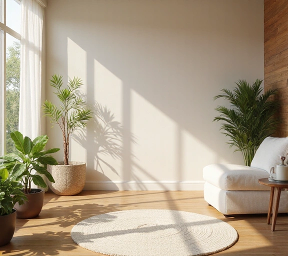 Serene wellness and contact environment with calming natural elements